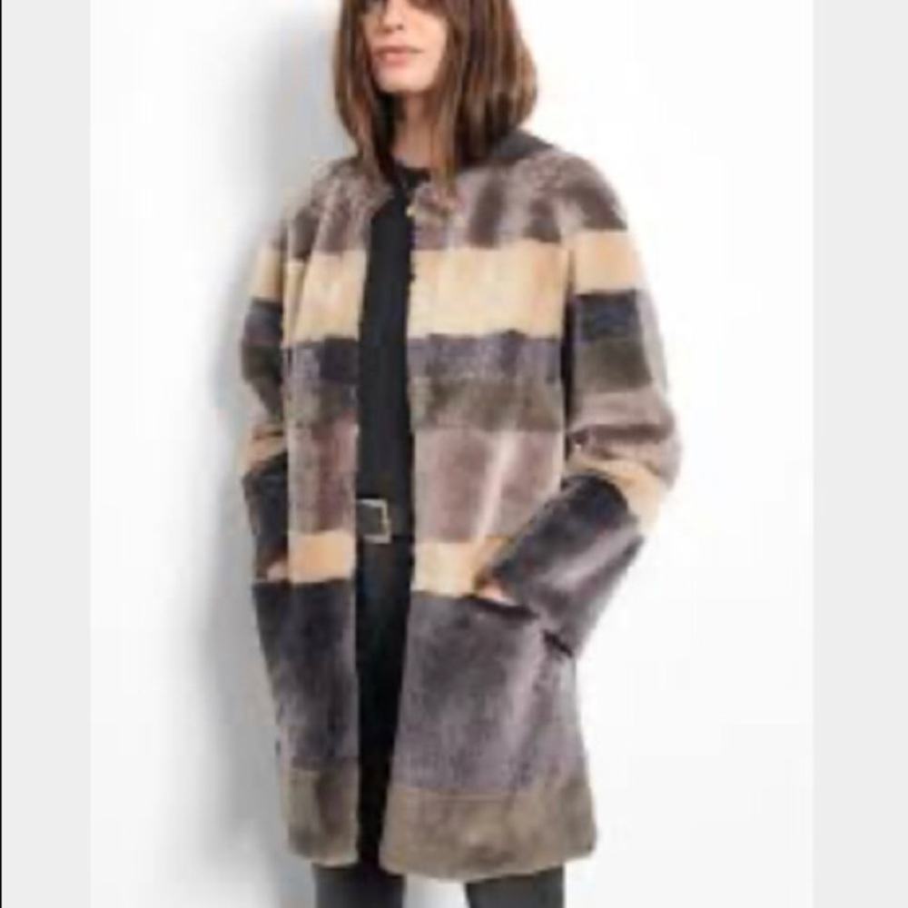 Striped Shearling Coat by Anine Bing